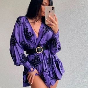 Zara floral print dress purple black